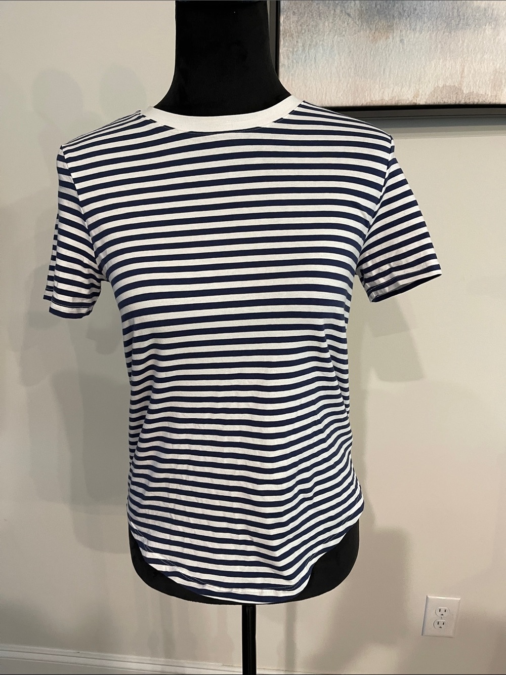 lululemon athletics Navy & White Striped Short Sleeve love tee